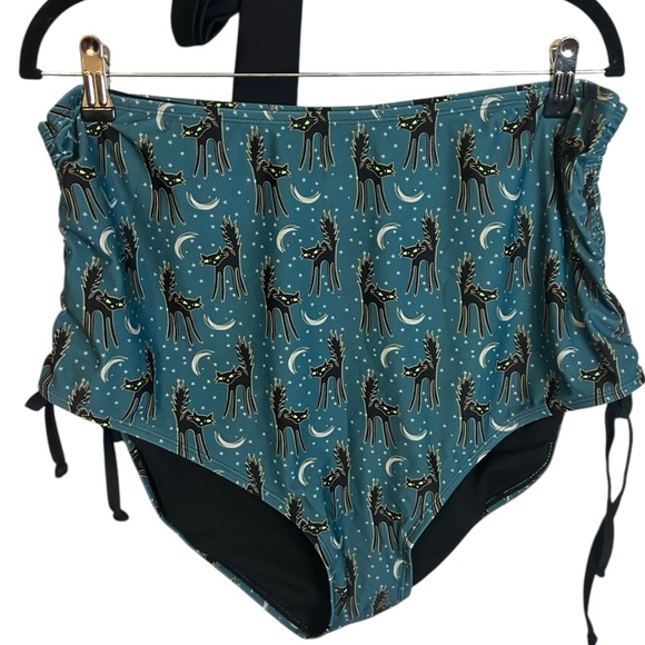 Unique Vintage Blue and spooky cat bikini high waist - Picture 3 of 10